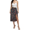 image:imageLYANER Womens Casual Boho Printed High Waist Side Split Hem Zipper Midi SkirtRed Flower on Black