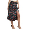 image:imageLYANER Womens Casual Boho Printed High Waist Side Split Hem Zipper Midi SkirtRed Flower on Black