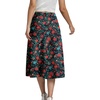 image:imageLYANER Womens Casual Boho Printed High Waist Side Split Hem Zipper Midi SkirtRed Flower on Black