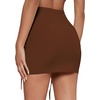 image:imageLYANER Womens Casual Drawstring Ruched Split Hem Ribbed Mini Short SkirtBrown