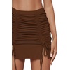image:imageLYANER Womens Casual Drawstring Ruched Split Hem Ribbed Mini Short SkirtBrown