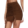 image:imageLYANER Womens Casual Drawstring Ruched Split Hem Ribbed Mini Short SkirtBrown