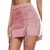 image:imageLYANER Womens Casual Drawstring Ruched Split Hem Ribbed Mini Short SkirtPink