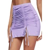 image:imageLYANER Womens Casual Drawstring Ruched Split Hem Ribbed Mini Short SkirtPurple