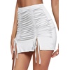 image:imageLYANER Womens Casual Drawstring Ruched Split Hem Ribbed Mini Short SkirtWhite