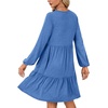 image:imageLYANER Womens Casual Long Sleeve Dress Crewneck Button Long Sleeve Tiered Flowy ALine Mini DressRoyal Blue