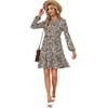 image:imageLYANER Womens Casual Long Sleeve Dress Crewneck Button Long Sleeve Tiered Flowy ALine Mini DressYellow and Purple Floral