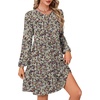 image:imageLYANER Womens Casual Long Sleeve Dress Crewneck Button Long Sleeve Tiered Flowy ALine Mini DressYellow and Purple Floral