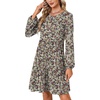 image:imageLYANER Womens Casual Long Sleeve Dress Crewneck Button Long Sleeve Tiered Flowy ALine Mini DressYellow and Purple Floral