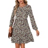 image:imageLYANER Womens Casual Long Sleeve Dress Crewneck Button Long Sleeve Tiered Flowy ALine Mini DressYellow and Purple Floral