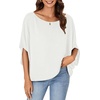 image:imageLYANER Womens Casual Loose Off Shoulder Batwing Half Sleeve Blouse Shirt Tunic Top White Small