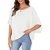 image:imageLYANER Womens Casual Loose Off Shoulder Batwing Half Sleeve Blouse Shirt Tunic Top White Small