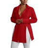 image:imageLYANER Womens Casual Shirt Dress Collar V Neck Slit Sexy Shirt Dresses Red Small