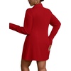 image:imageLYANER Womens Casual Shirt Dress Collar V Neck Slit Sexy Shirt Dresses Red Small