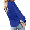image:imageLYANER Womens Casual V Neck Long Sleeve Tie Front Knot Button Down Shirt Blouse Top Royal Blue Medium
