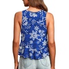 image:imageLYANER Womens Casual V Neck Ruffle Hem Babydoll Tank Top Sleeveless Flowy Peplum TopsFloral Royal Blue