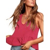 image:imageLYANER Womens Casual V Neck Ruffle Hem Babydoll Tank Top Sleeveless Flowy Peplum TopsPeach