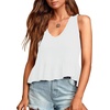 image:imageLYANER Womens Casual V Neck Ruffle Hem Babydoll Tank Top Sleeveless Flowy Peplum TopsSolid White
