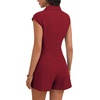 image:imageLYANER Womens Collared V Neck Button Down Cap Sleeve Sexy Rompers JumpsuitsBurgundy