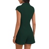 image:imageLYANER Womens Collared V Neck Button Down Cap Sleeve Sexy Rompers JumpsuitsDark Green