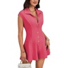 image:imageLYANER Womens Collared V Neck Button Down Cap Sleeve Sexy Rompers JumpsuitsRose Pink
