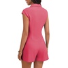 image:imageLYANER Womens Collared V Neck Button Down Cap Sleeve Sexy Rompers JumpsuitsRose Pink
