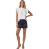 image:imageLYANER Womens Cotton Ruffle Short Sleeve Mock Neck Keyhole Back Casual Babydoll TopsWhite