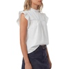image:imageLYANER Womens Cotton Ruffle Short Sleeve Mock Neck Keyhole Back Casual Babydoll TopsWhite
