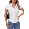 image:imageLYANER Womens Cotton Short Sleeve Button Down Collared Dressy Casual Blouse Top ShirtsWhite