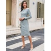 image:imageLYANER Womens Crew Neck Long Sleeve Back Slit Business Office Pencil Sheath Midi DressGreen