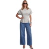image:imageLYANER Womens Crew Neck Raglan Short Sleeve Pleated Peplum Dressy Casual Blouse TopsLight Gray