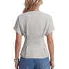 image:imageLYANER Womens Crew Neck Raglan Short Sleeve Pleated Peplum Dressy Casual Blouse TopsLight Gray