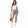 image:imageLYANER Womens Denim Jean Shorts High Waist Stretchy Womens Jeans Skinny Summer Casual Hot PantsBlue