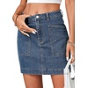 image:imageLYANER Womens Denim Skirt High Waist Casual Stretch Mini Jean Skirts with PocketsBlue