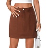 image:imageLYANER Womens Denim Skirt High Waist Casual Stretch Mini Jean Skirts with PocketsReddish Brown