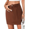 image:imageLYANER Womens Denim Skirt High Waist Casual Stretch Mini Jean Skirts with PocketsReddish Brown