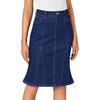 image:imageLYANER Womens Denim Skirt High Waisted Knee Length Summer Pencil Mermaid Stretch Jean SkirtsDeep Blue