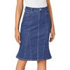 image:imageLYANER Womens Denim Skirt High Waisted Knee Length Summer Pencil Mermaid Stretch Jean SkirtsDeep Navy Blue