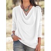 image:imageLYANER Womens Draped Cowl Neck Long Sleeve Tunic Blouse TopWhite