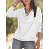 image:imageLYANER Womens Draped Cowl Neck Long Sleeve Tunic Blouse TopWhite