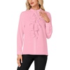 image:imageLYANER Womens Dressy Mock Neck Blouse Tops Ruffle Front Long Sleeve Button Down Work ShirtPink