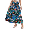image:imageLYANER Womens Elastic High Waisted Ruched Tiered Ruffle Hem Long Skirt with PocketsRoyal Blue Print
