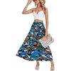 image:imageLYANER Womens Elastic High Waisted Ruched Tiered Ruffle Hem Long Skirt with PocketsRoyal Blue Print