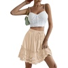 image:imageLYANER Womens Elastic Waist Self Tie Pullover Scallop Hem Pleated Casual Mini SkirtBeige