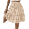 image:imageLYANER Womens Elastic Waist Self Tie Pullover Scallop Hem Pleated Casual Mini SkirtBeige