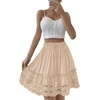 image:imageLYANER Womens Elastic Waist Self Tie Pullover Scallop Hem Pleated Casual Mini SkirtBeige