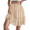 image:imageLYANER Womens Elastic Waist Self Tie Pullover Scallop Hem Pleated Casual Mini SkirtBeige