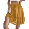 image:imageLYANER Womens Elastic Waist Self Tie Pullover Scallop Hem Pleated Casual Mini SkirtGinger