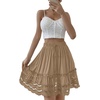 image:imageLYANER Womens Elastic Waist Self Tie Pullover Scallop Hem Pleated Casual Mini SkirtKhaki