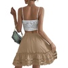 image:imageLYANER Womens Elastic Waist Self Tie Pullover Scallop Hem Pleated Casual Mini SkirtKhaki